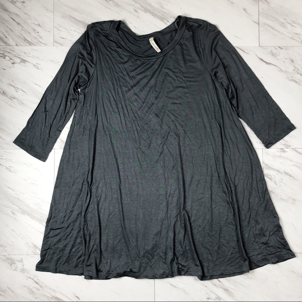 Charcoal Gray Tunic Top with 3/4 Sleeve NWOT!